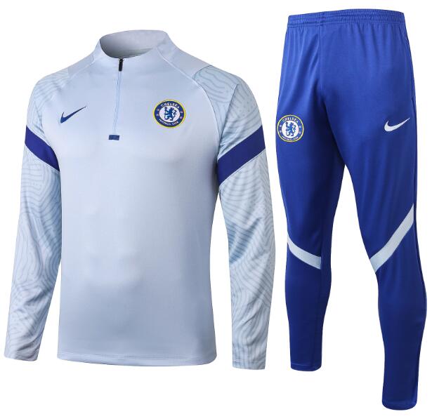 Chelsea Light Grey Sweatshirt Training Suit with pants 2020/21